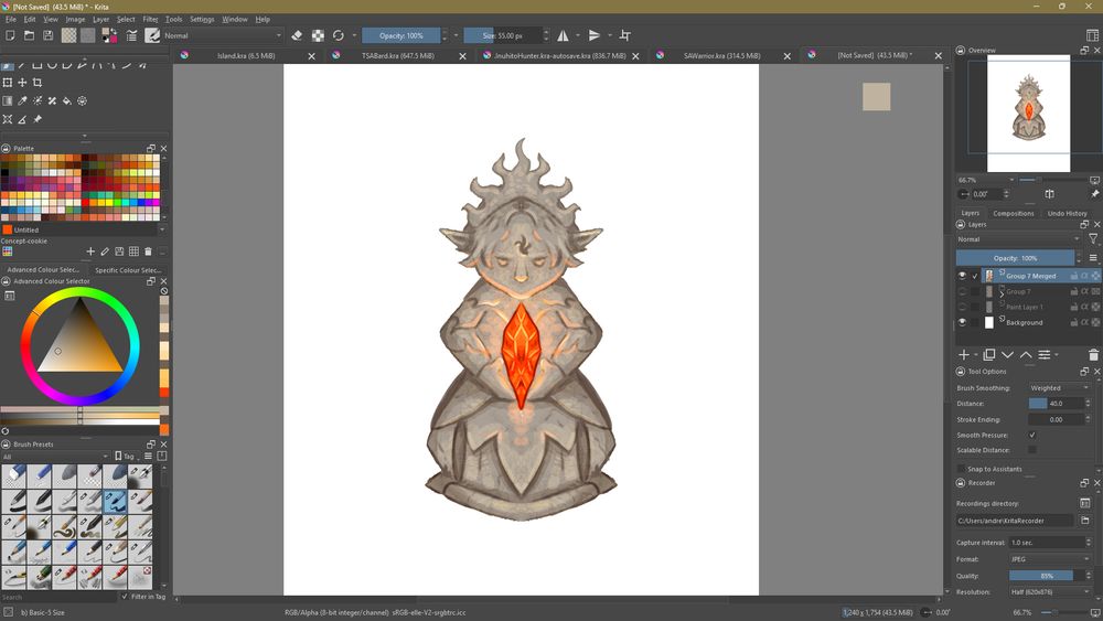 Screenshot showing artwork for a stone statue of the goddess of fire, Aithne.