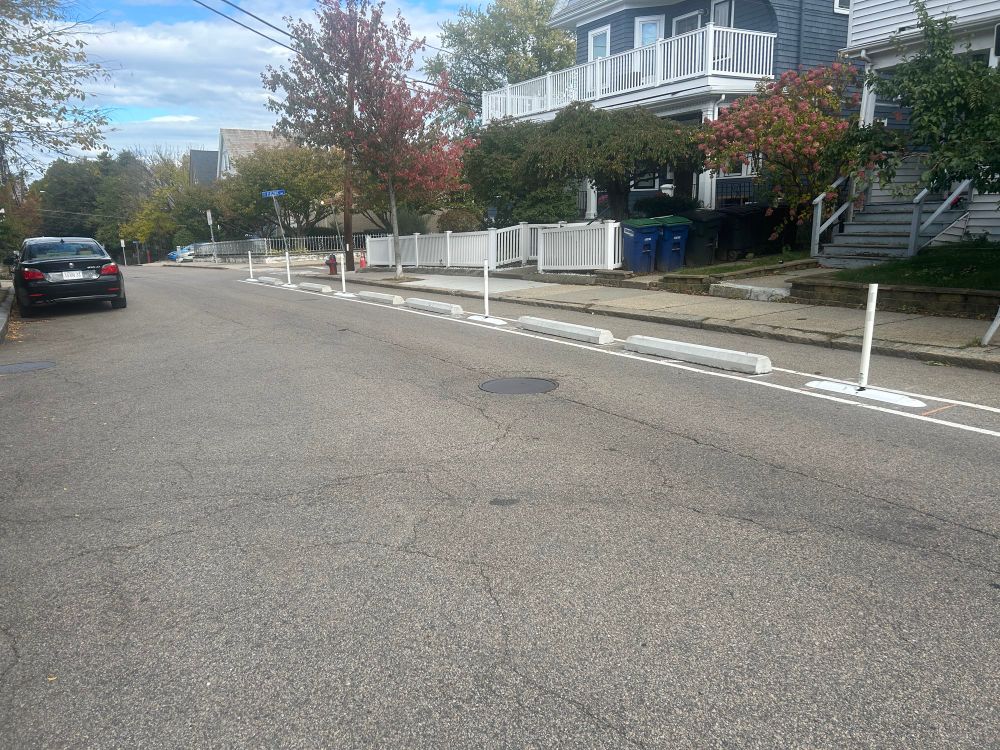 Precast concrete curbs on Curtis St
