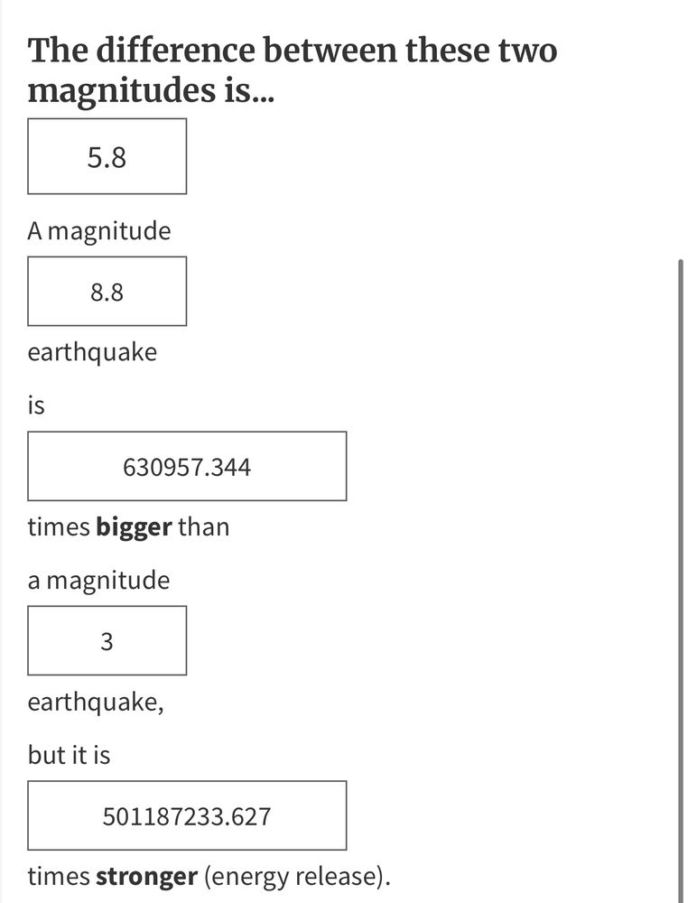 Screenshot of the page showing the calculations with the exact numbers.