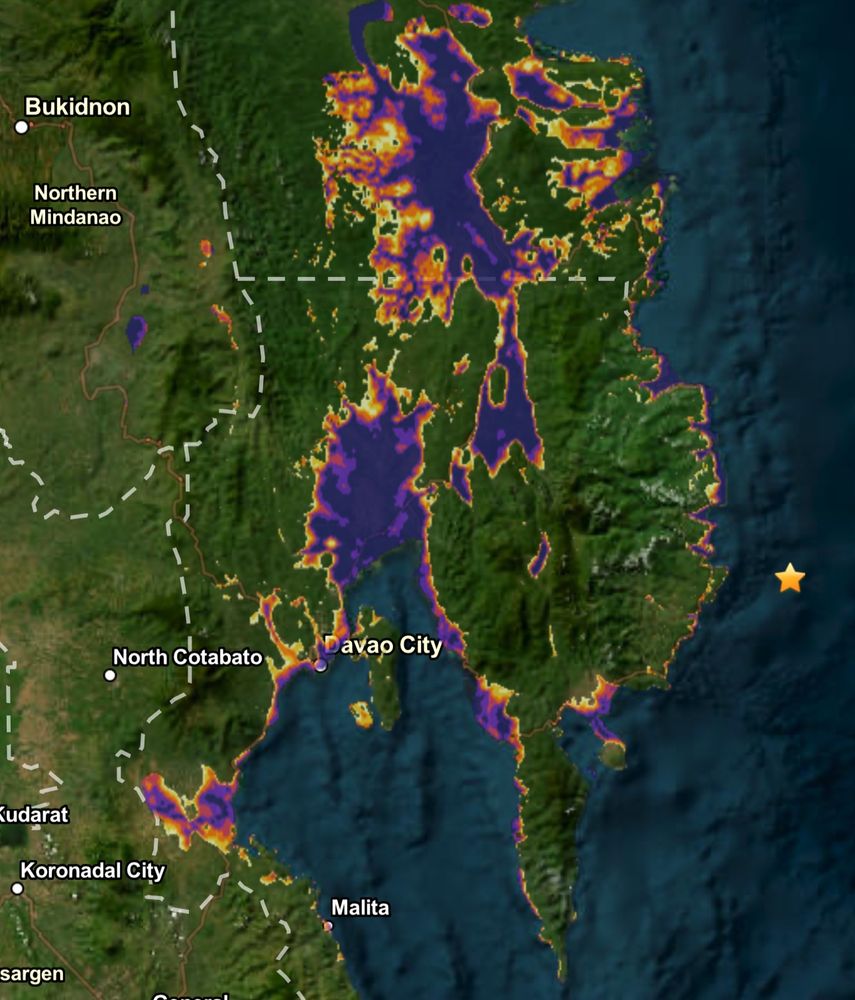Map showing the potential extent of liquefaction. Many of the low lying areas may have experienced earthquake induced liquefaction. 