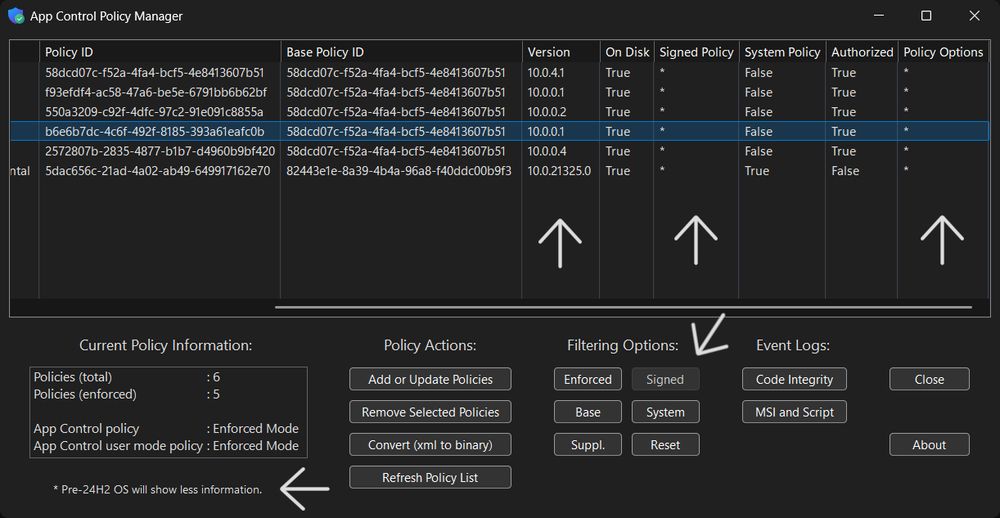 App Control Policy Manager 4.7 view for Windows 11 23H2 users