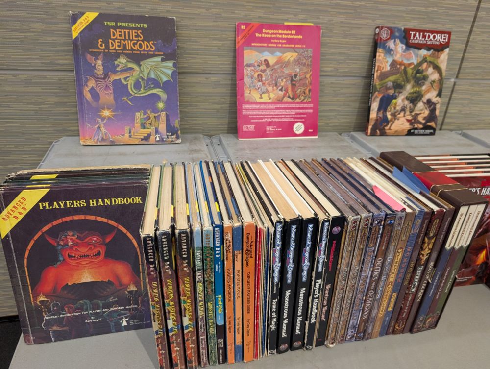 A shelf of D&D books