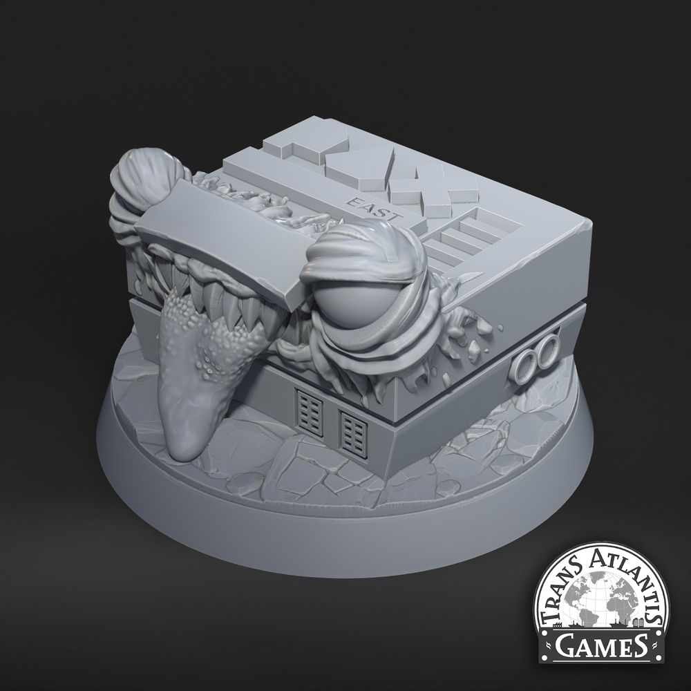 An unpainted miniature figure of an NES console as a mimic