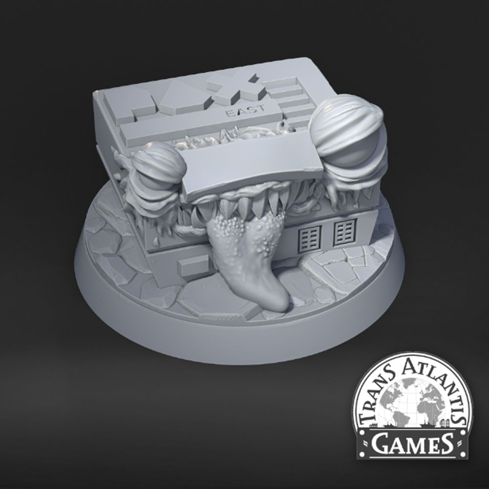 An unpainted miniature figure of an NES console as a mimic