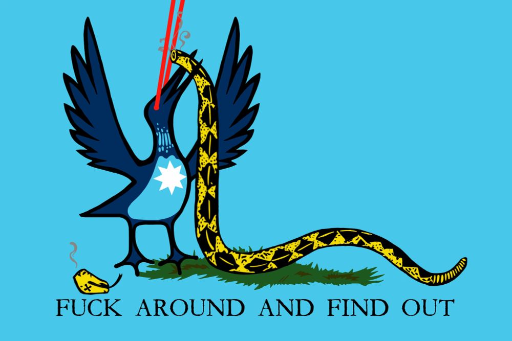 Ultimate symbol of Minnesotan power, the Lazer Loon murders pathetic Gadsden BDSM-addict reptile in vexillological stylings courtesy of FlubbyStarfish on Reddit. 