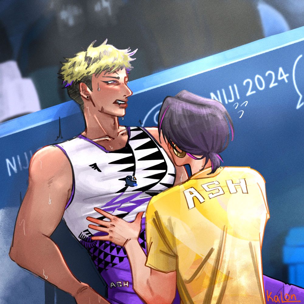 An art of Vanta and Zali sports AU where Zali is the medic while Vanta is the injured athlete.