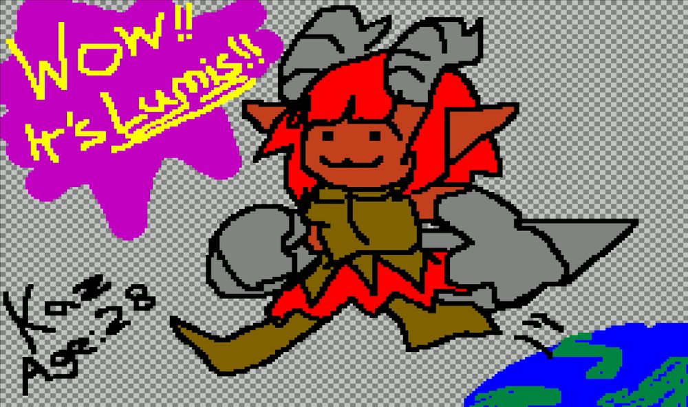 My tabletop oc Lumis drawn on Mario Paint released today for Nintendo Switch Online!