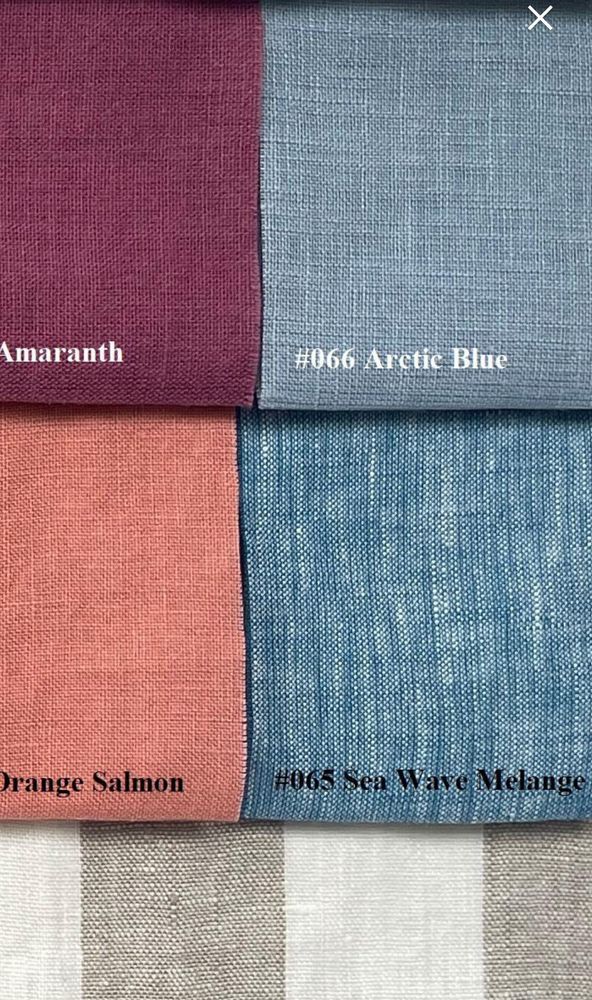 Linen samples, there’s some minor differences in texture between the colors 