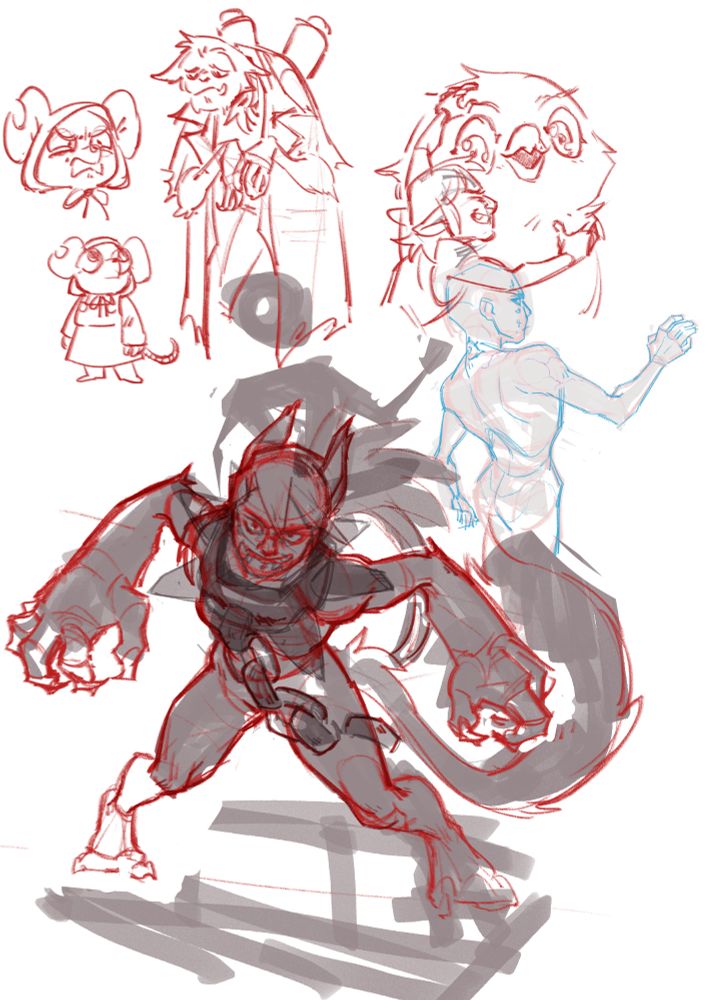 various quick and rough sketches of original characters and legends of avantris characters
