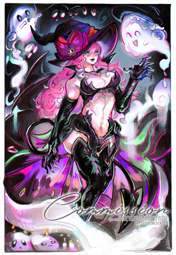 A spooky witch Camille and her ghostly friends