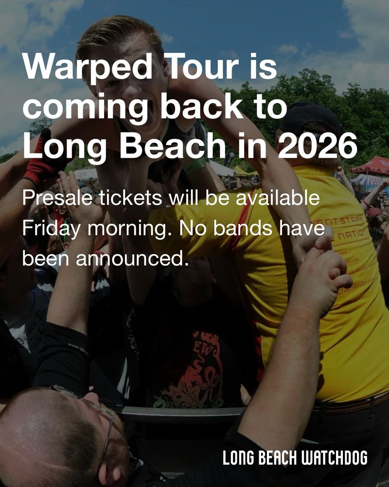Warped Tour is coming back to Long Beach in 2026.
Presale tickets will be available Friday morning. No bands have been announced.