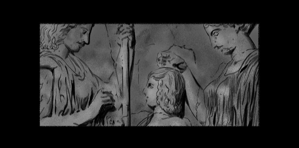 a drawing of the Great Eleusinian Relief