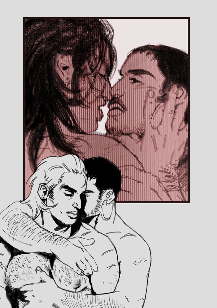 “You have me,” breathes Enver, restraining Dan by grabbing fistfuls of his hair, then he pins him, lying on top of him, still clutching his hair and Dan in turn holds the back of Enver’s head, rabid to be kissing him again like dogs bred for fighting let loose in the ring. Their legs entwined kicking and stretching. It’s almost impossible to close their black eyes long enough to allow the other to disappear. Manic and severe, they have to see their man made beautiful by dragging his ugly malformed insides out of him and string him up in the open air.