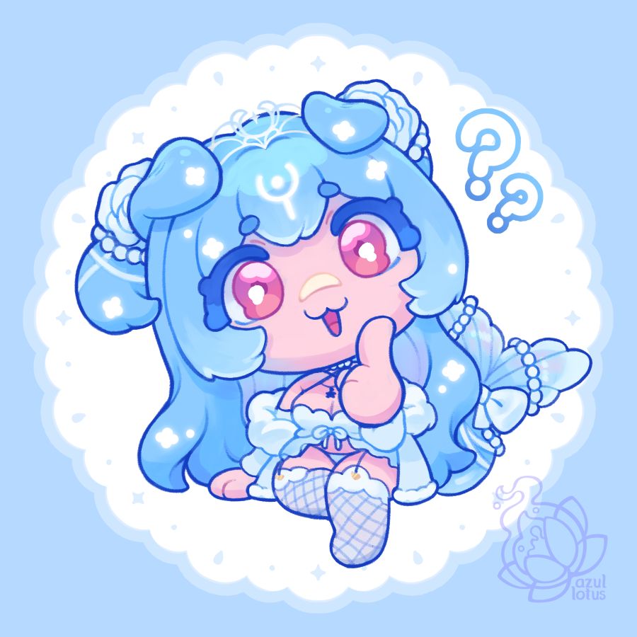Chibi drawing of Bao tilting her head with question marks