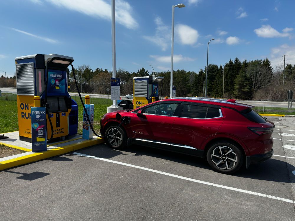Chevrolet Equinox EV at an On The Run EV charging station