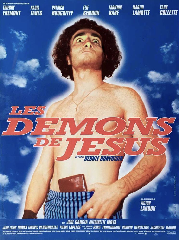 Détournement de l'affiche Les démons de Jesus, avec Bernie Bonvoisin, avec la tête de Richard Monvoisin mise dessus.
