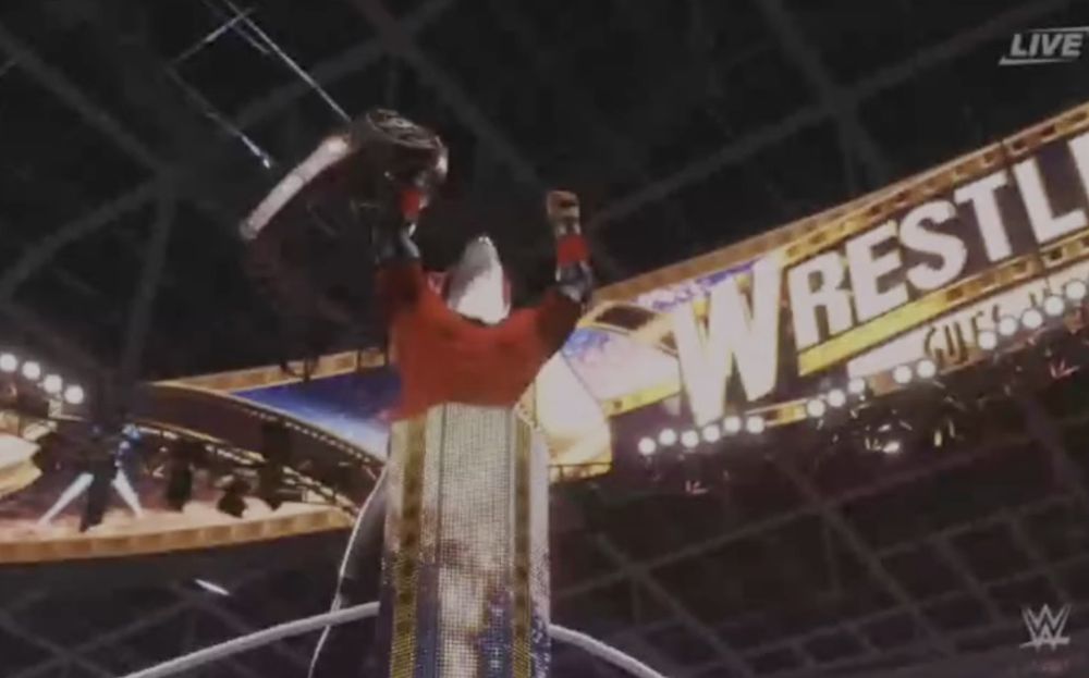 Füchsle holding the MascotMania 2 title belt into the sky