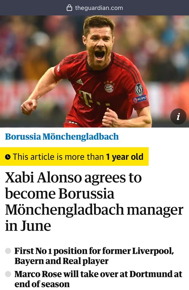 Old article where Xabi Alonso was supposed to take over Gladbach instead of Leverkusen.