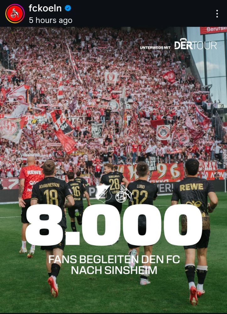 FC Köln IG post saying that there will be 8000 away fans
