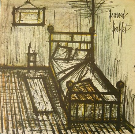 Design of a bedroom with a twin bed & bedspread 