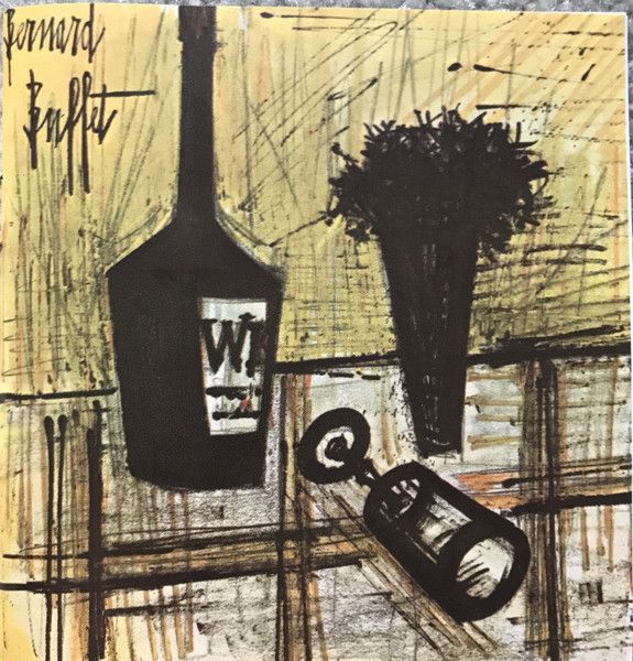 Design of a bouquet of flowers, a bottle of Cognac & a glass