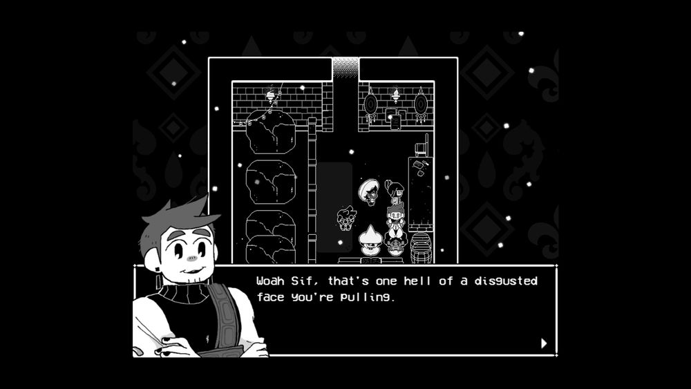 Isabeau looking concerned at the camera saying "Whoa, Sif, that's one hell of a disgusted face you're pulling."