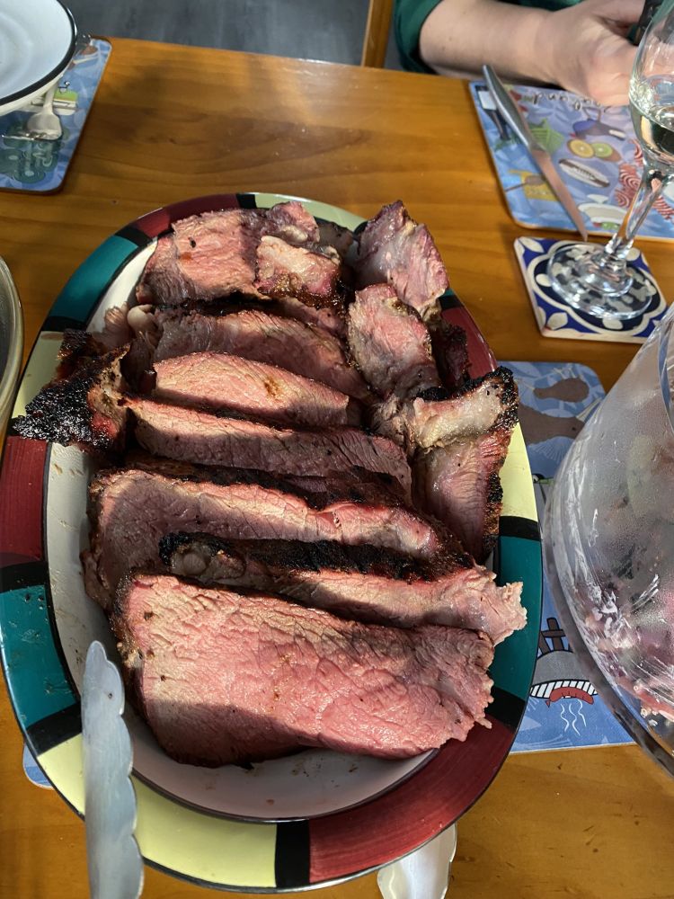 Tomahawk steak sliced and ready for human consumption