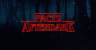 Graphic in Stranger Things typeface that simply reads, "Pac12 After Dark."