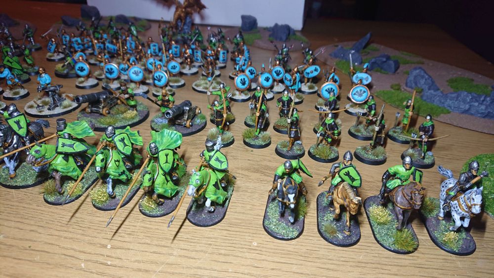 Image 3Image 2 shows the same as Image one but from a different angle, focusing on the right side of the army so that the green knights, longbowmen and blue warriors are focused in frame.