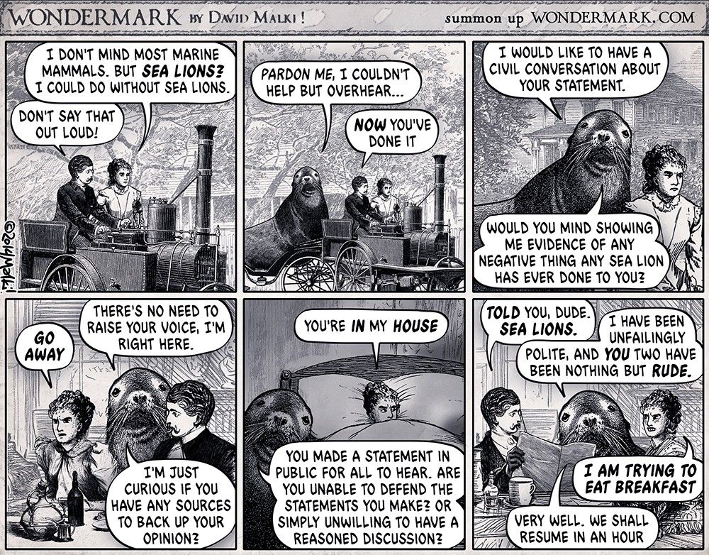 The wondermark Seallion cartoon.