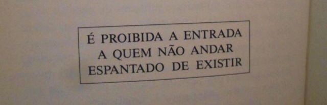 É PROIBIDA A ENTRADA A QUEM NÃO ANDAR ESPANTADO DE EXISTIR
