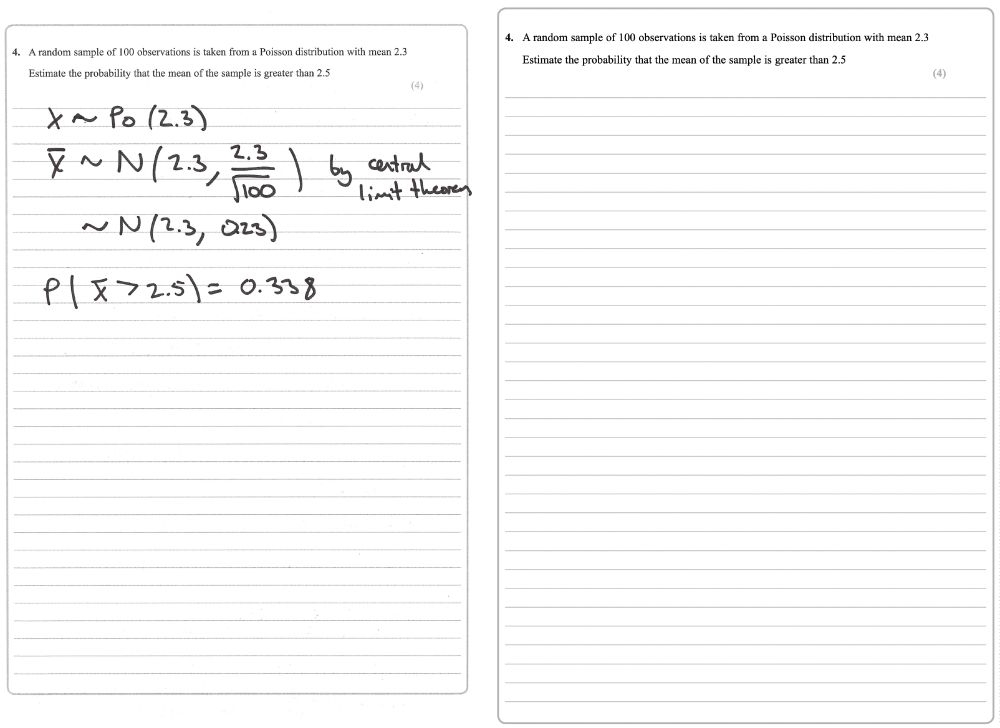 Question 4 from the 'Wrogn' paper. The same exam question is on both sides of the page, but on the left is a solution containing a mistake. The right side is blank to allow students to write their corrected answer.