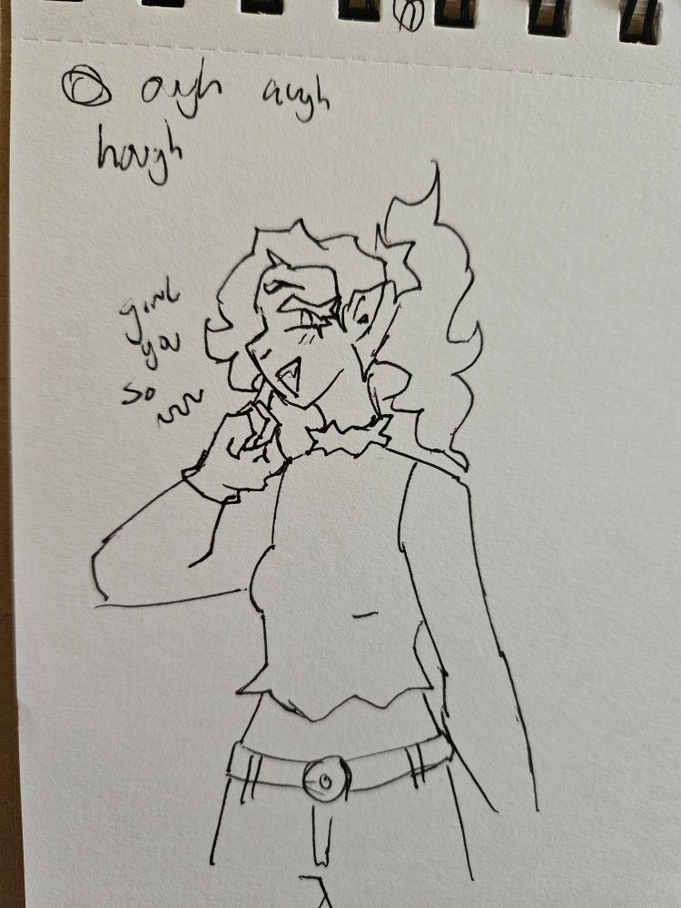 pen doodle of maxine with "girl you are so ~~" written next to it