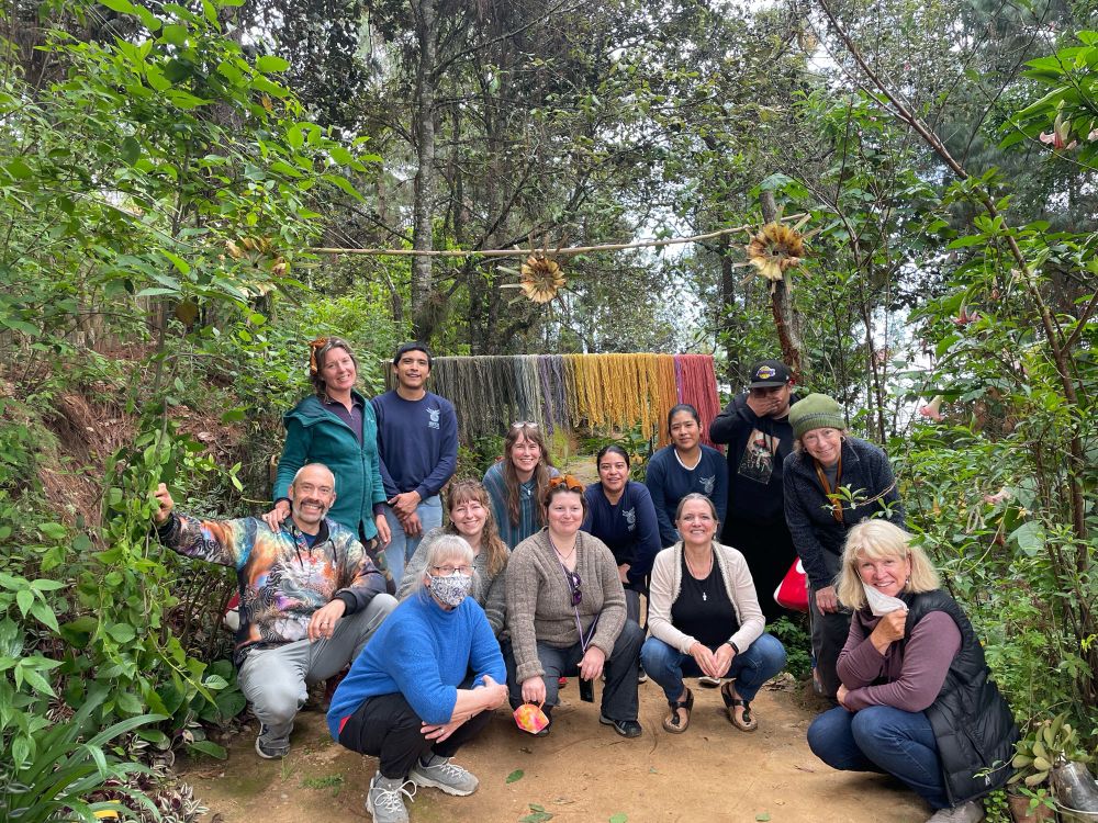 Group pic with our mushroom dyed rainbow. 