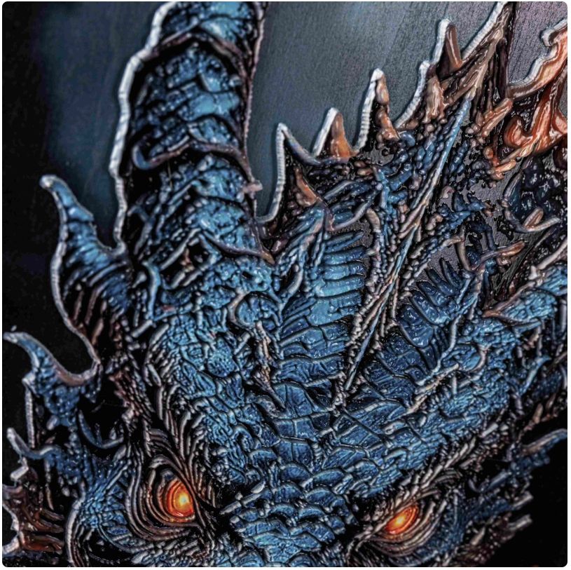 Close-up of 3d texture of dragon head