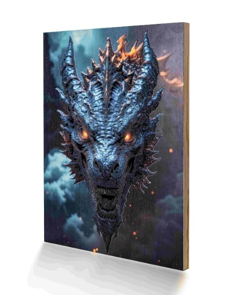 Large dragon head design on wood
