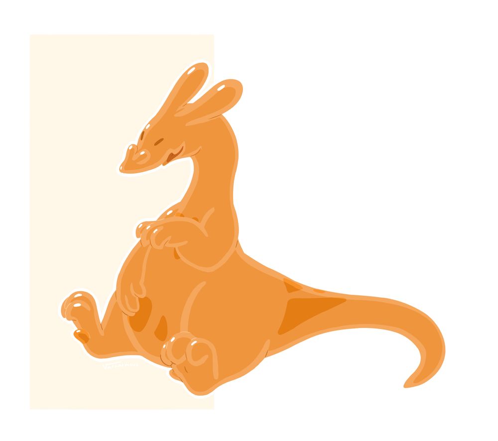 Illustration of a worm-like slime character sitting down