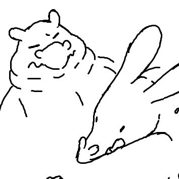 2 slime characters. The one on the right appears to be appalled at something in front of them. The one on the left appears to be looking at the other skeptically.