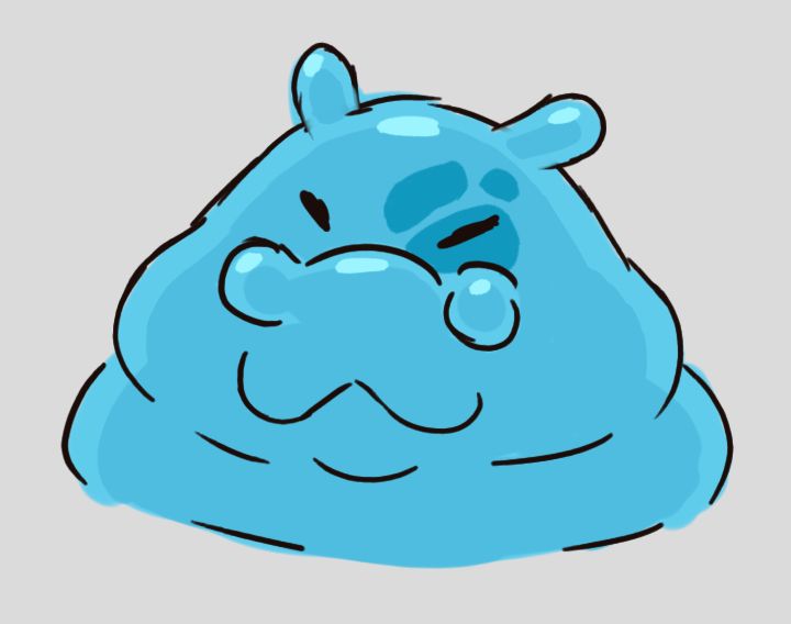 Portrait illustration of a concerned slug-like slime character