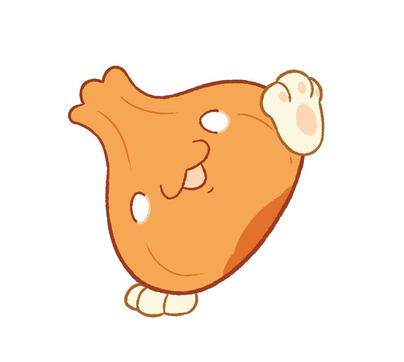 Illustration of an orange, anthropomorphic onion-like character.