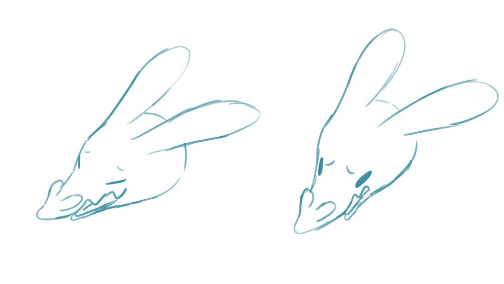 Two portrait illustrations of a worm-like slime character.