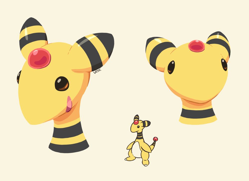 Illustrations of the Pokémon character Ampharos