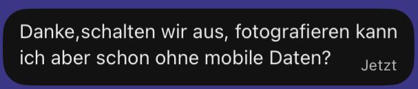 Danke, schalten wir aus, fotografieren kann ich aber schon ohne mobile Daten?
