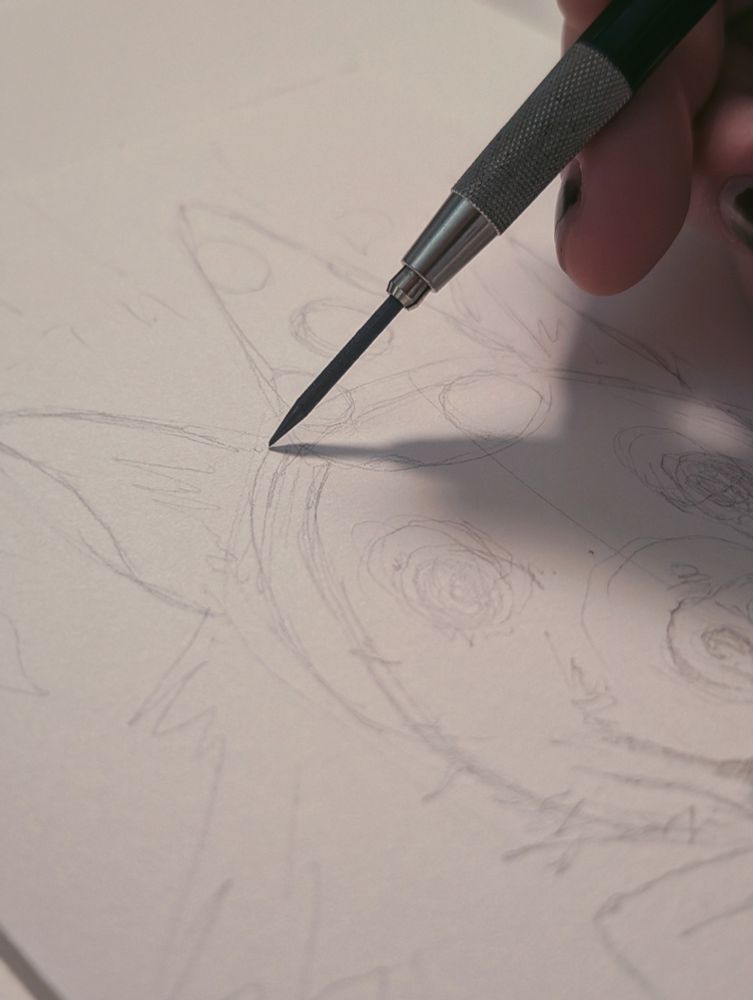 pencil sketch of the card
