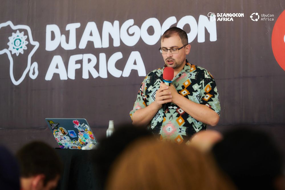 Thibaud Colas at #DjangoConAfrica2025 + #UbuConAfrica on: "The future of Django"