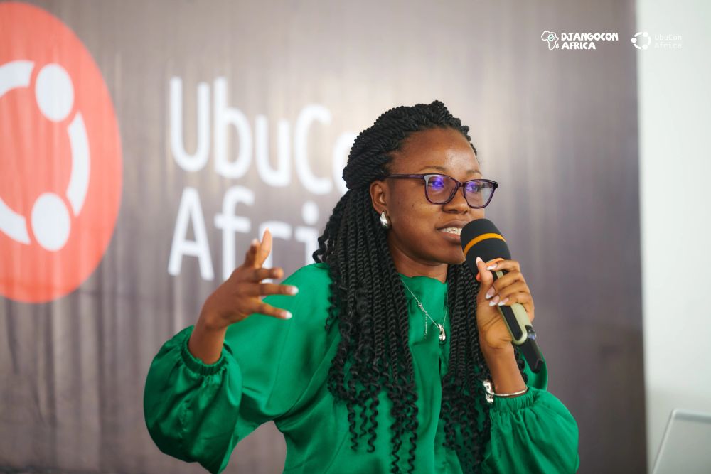 Nancy Amandi at #DjangoConAfrica2025 + #UbuConAfrica on: "Building Secure, User-Specific Dashboards with Django and Metabase"
