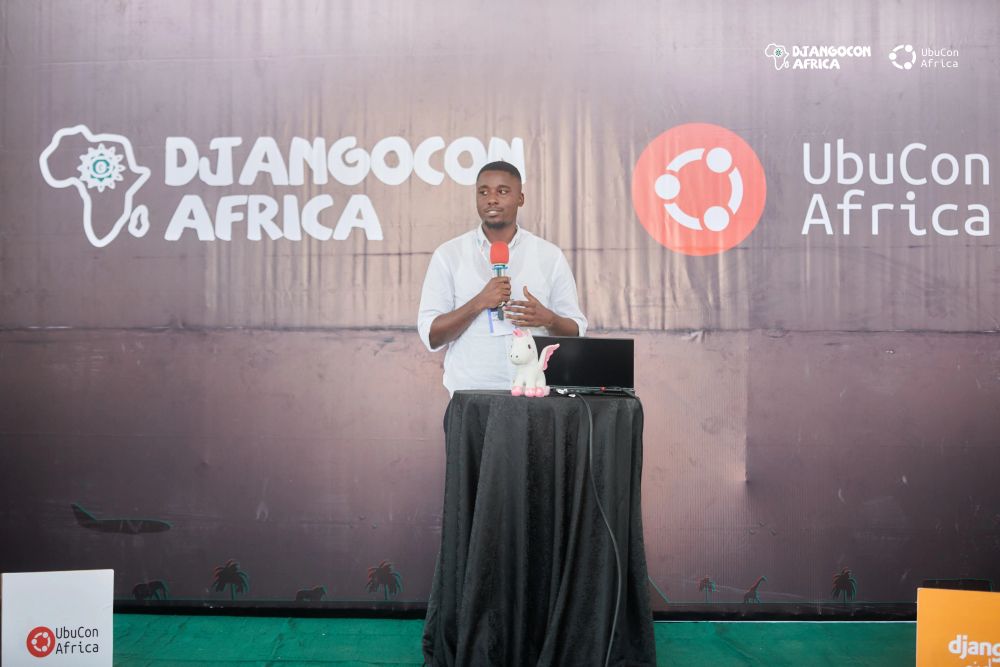 Samweli Mwakisambwe at #DjangoConAfrica2025 + #UbuConAfrica on: "Django, GeoDjango and STAC"
