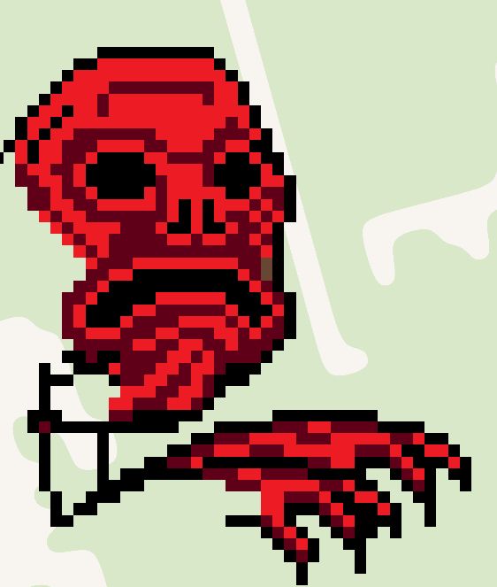 The beginnings of Red, his head is not complete.
