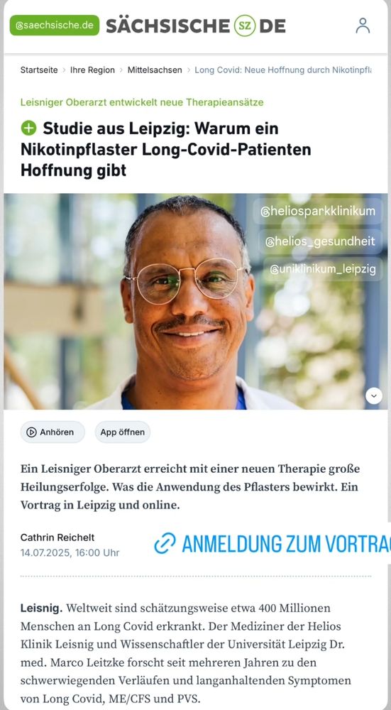 Bild von Oberarzt Markus Leitzke, der Vortrag über die Wirkung von Nicotinpflastern bei LC hält mit Hinweis zum Link. (Verlinkung s o. I'm Post)