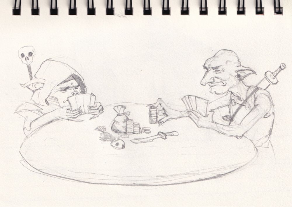 Tinkle Pot and Eustace, the Goblins. Both of them are seriously into gambling, but they don't trust each other. As such, whenever they play each other, nobody ends up winning.